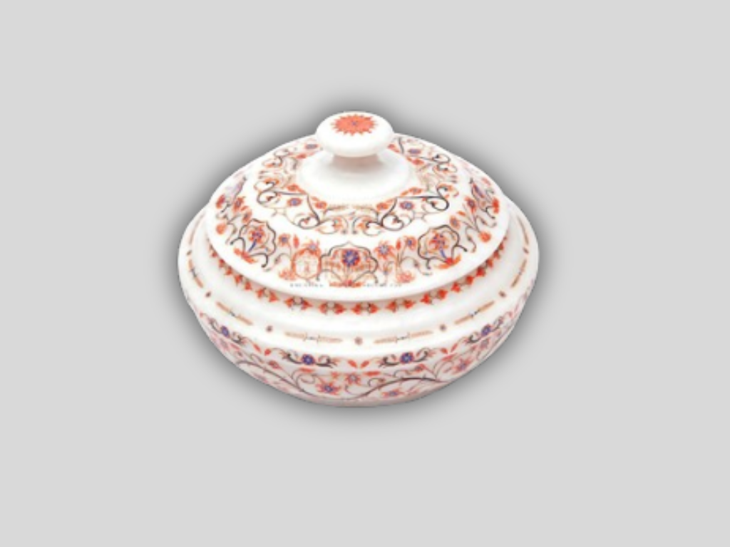 Online Buy White Marble Top Flower Pot Carnelian Inlay Home Decor